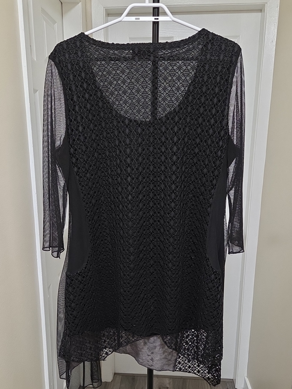 Papa Vancouver Black Gray Paisley Mesh Lace Overlay Tunic Top Fairy Grunge Boho - Picture 9 of 11